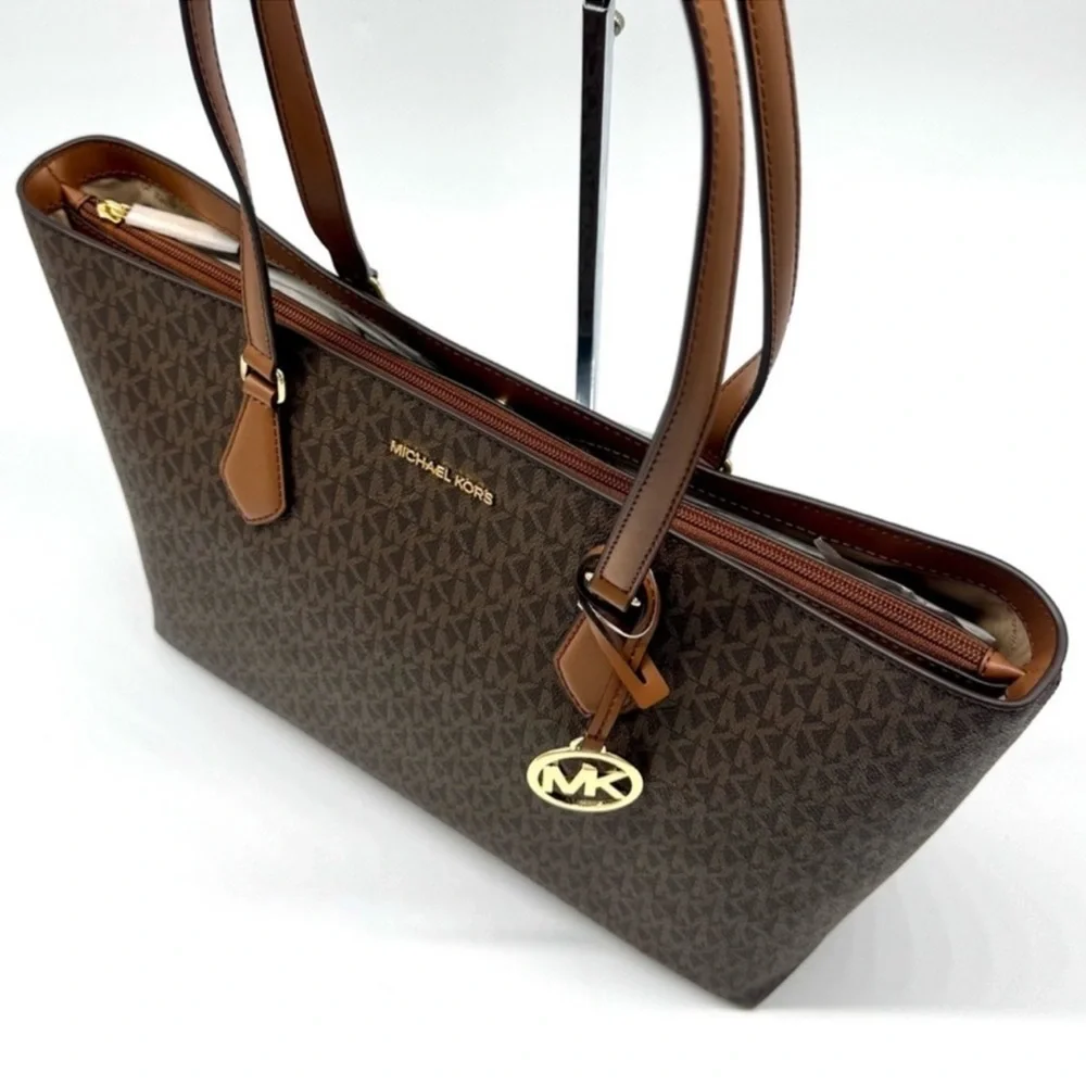 Michael Kors Sheila Large Signature Logo Tote Bag & Matching Bifold Wallet Brown